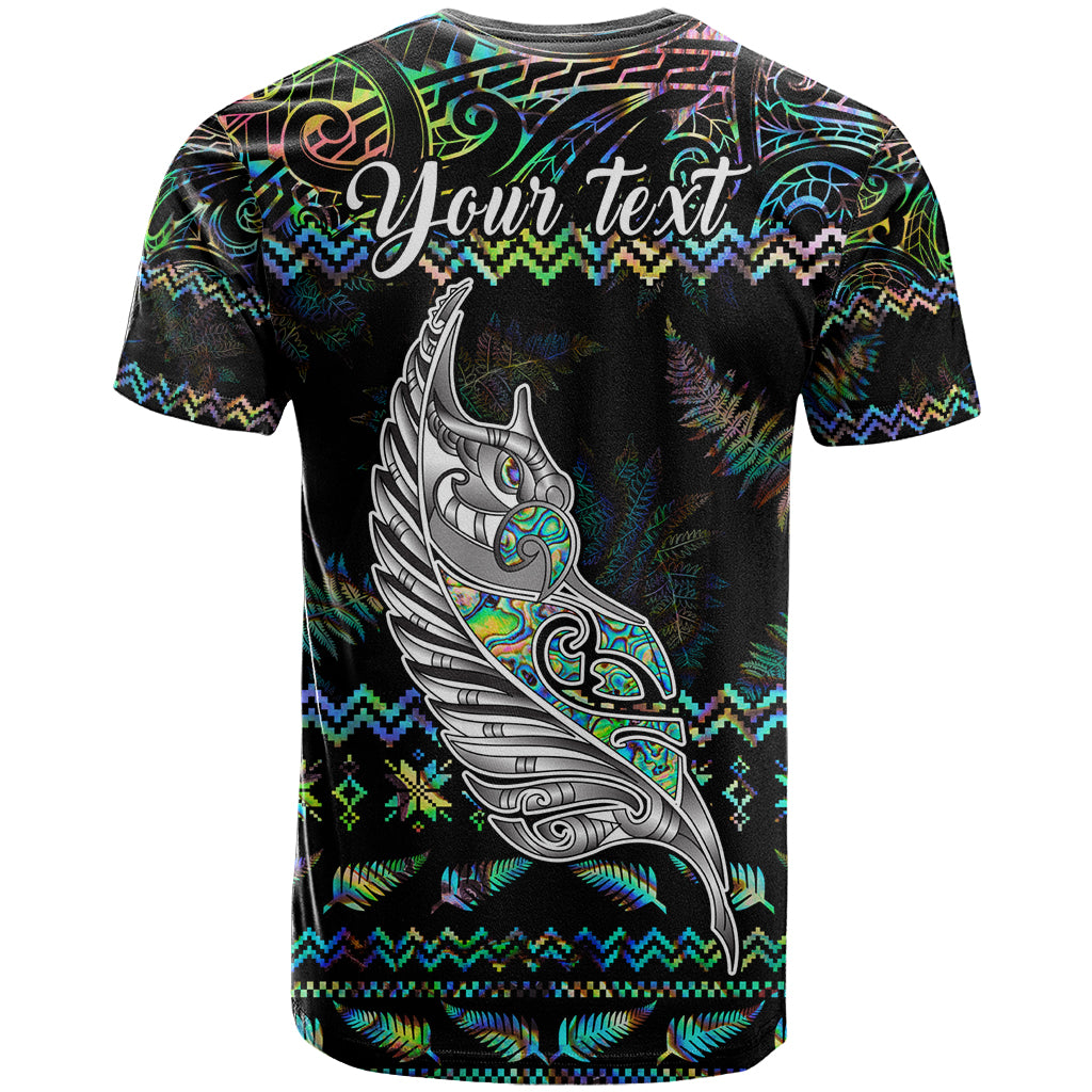 Personalised New Zealand Christmas T Shirt Maori Fern Manaia Meri Kirihimete with Papaua Shell - Wonder Print Shop