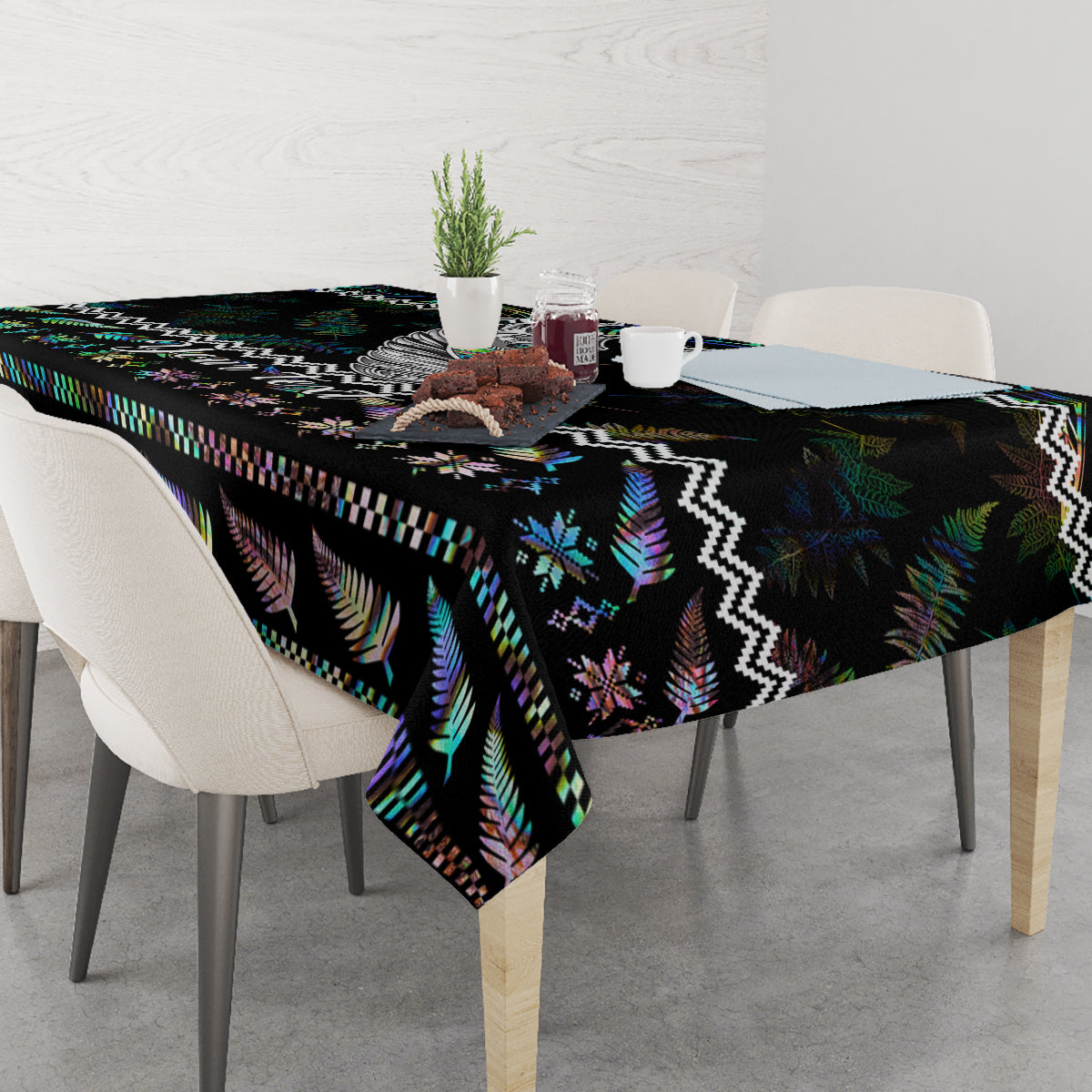 Personalised New Zealand Christmas Tablecloth Maori Fern Manaia Meri Kirihimete with Papaua Shell - Wonder Print Shop