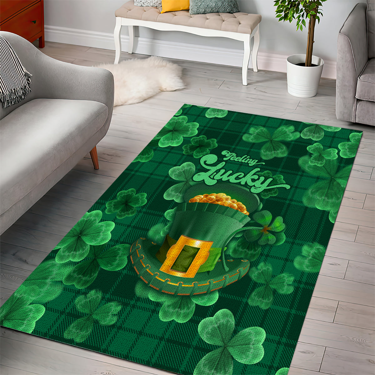 Happy St Patricks Day We Wear Green Suit Area Rug LT9 - Wonder Print Shop