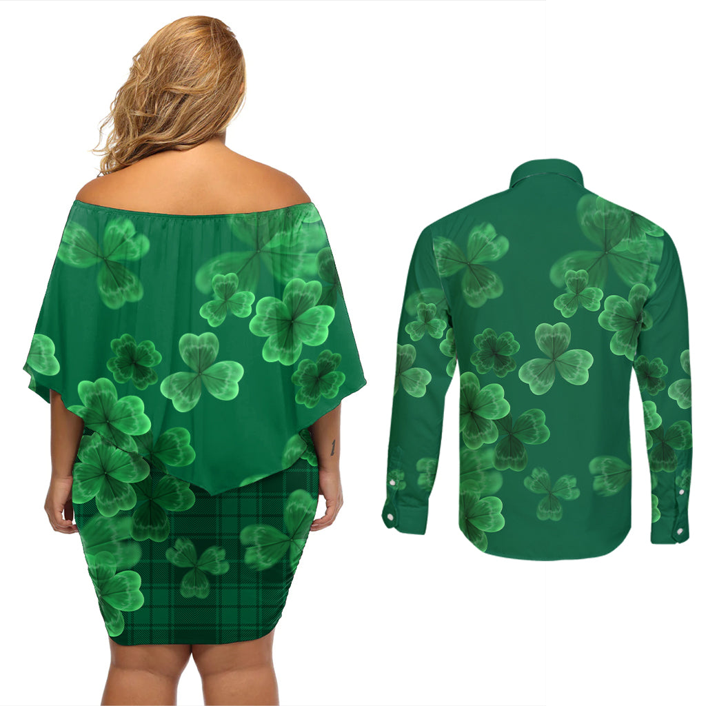 Happy St Patricks Day We Wear Green Suit Couples Matching Off Shoulder Short Dress and Long Sleeve Button Shirt LT9 - Wonder Print Shop