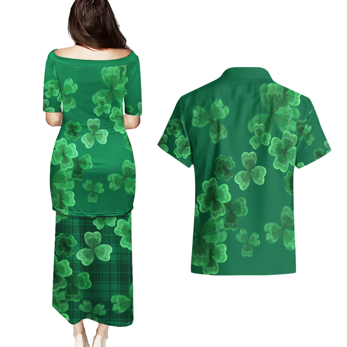 Happy St Patricks Day We Wear Green Suit Couples Matching Puletasi Dress and Hawaiian Shirt LT9 - Wonder Print Shop