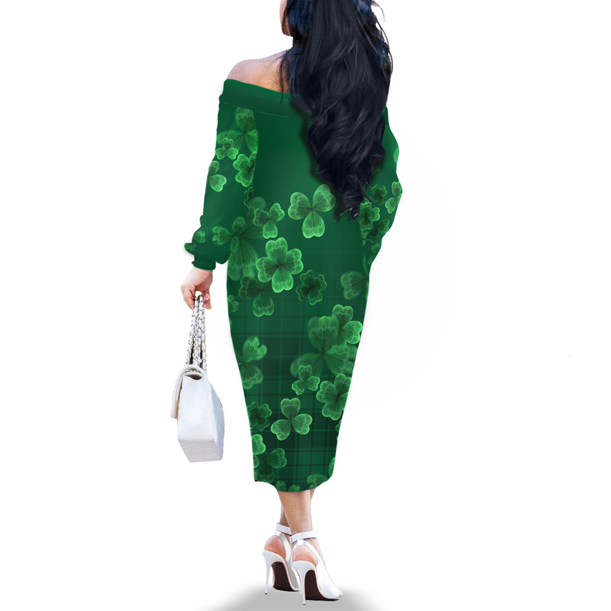 Happy St Patricks Day We Wear Green Suit Family Matching Off Shoulder Long Sleeve Dress and Hawaiian Shirt - Wonder Print Shop