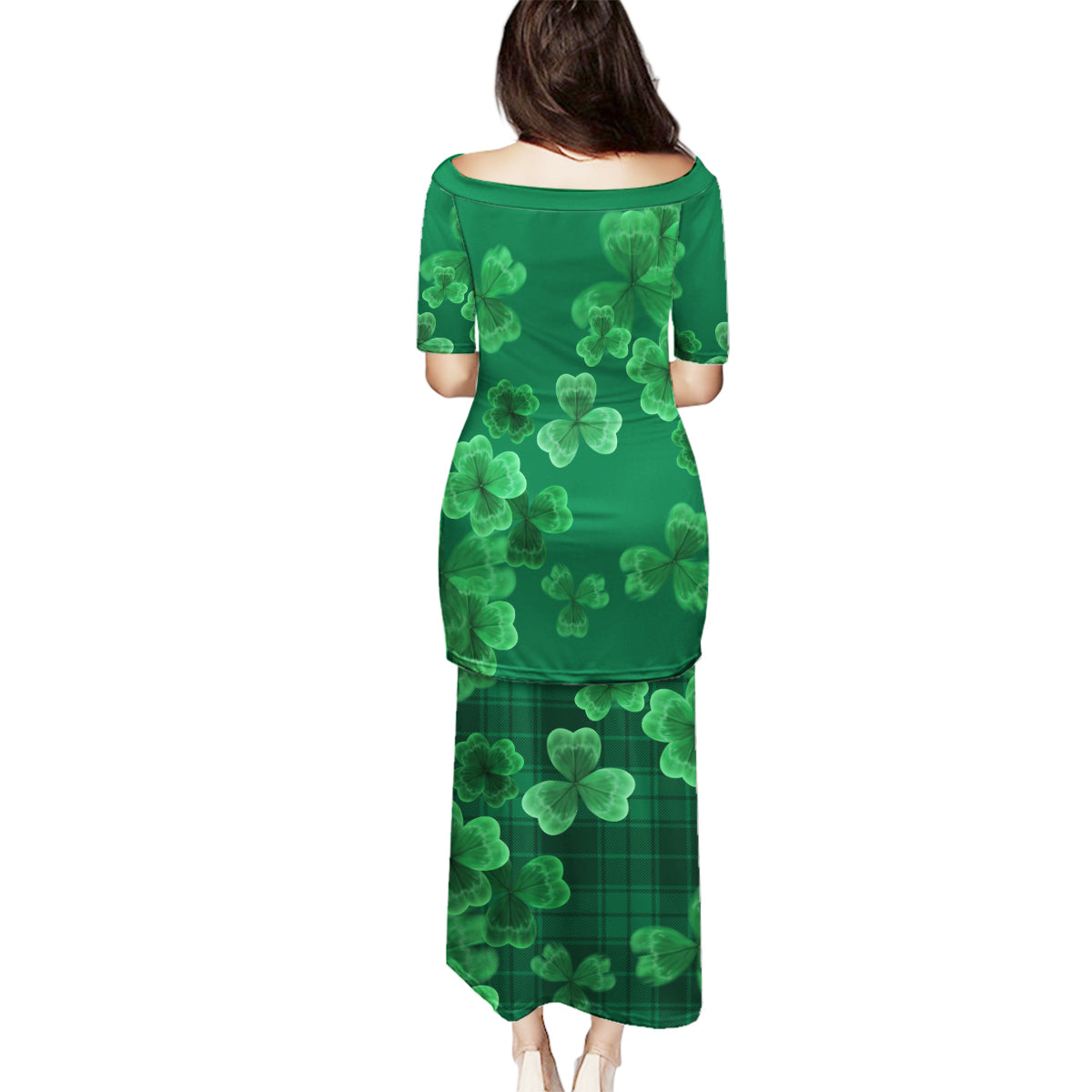 Happy St Patricks Day We Wear Green Suit Family Matching Puletasi Dress and Hawaiian Shirt - Wonder Print Shop