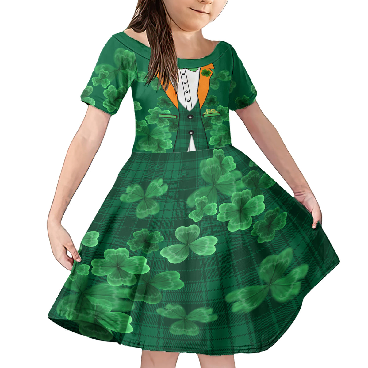 Happy St Patricks Day We Wear Green Suit Family Matching Short Sleeve Bodycon Dress and Hawaiian Shirt - Wonder Print Shop