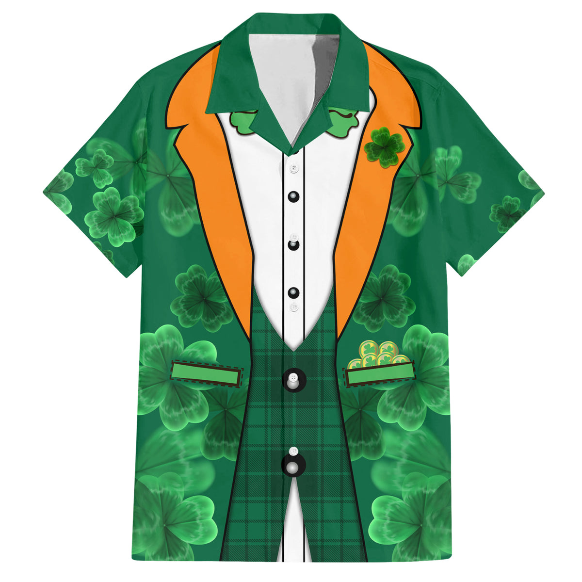 Happy St Patricks Day We Wear Green Suit Family Matching Short Sleeve Bodycon Dress and Hawaiian Shirt - Wonder Print Shop