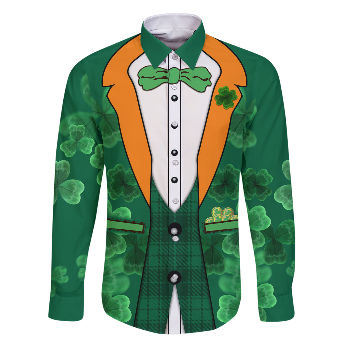 Happy St Patricks Day We Wear Green Suit Family Matching Short Sleeve Bodycon Dress and Hawaiian Shirt - Wonder Print Shop