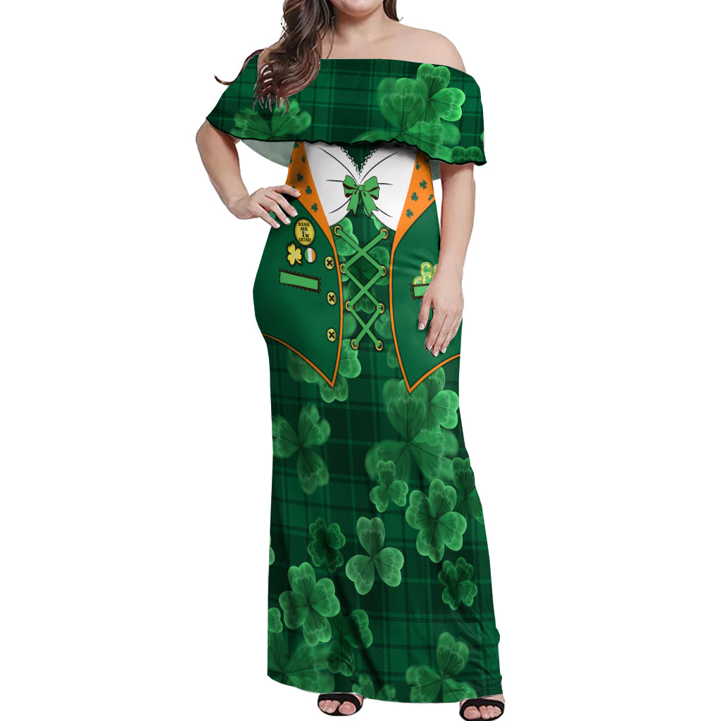 Happy St Patricks Day We Wear Green Suit Off Shoulder Maxi Dress - Wonder Print Shop