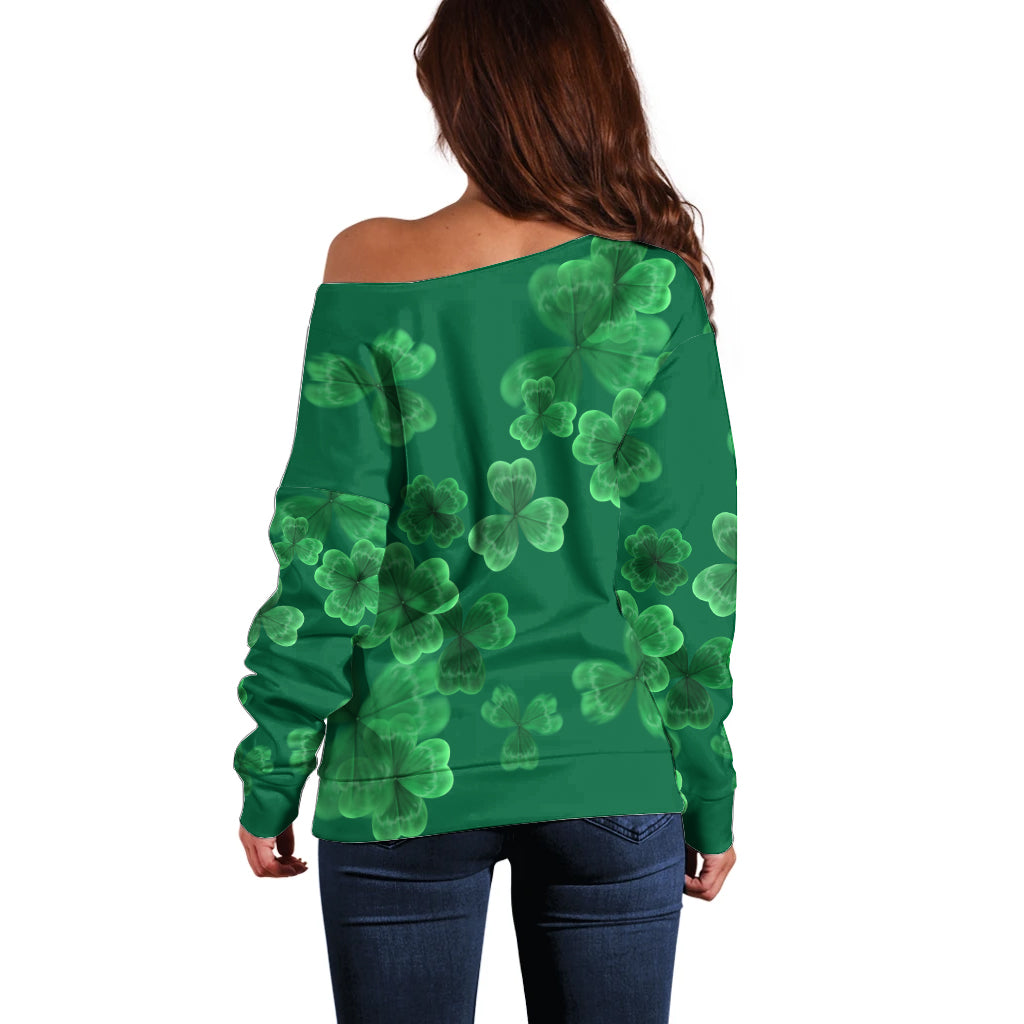 Happy St Patricks Day We Wear Green Suit Off Shoulder Sweater - Wonder Print Shop