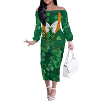 Happy St Patricks Day We Wear Green Suit Off The Shoulder Long Sleeve Dress - Wonder Print Shop