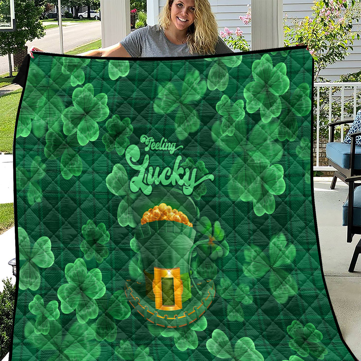 Happy St Patricks Day We Wear Green Suit Quilt - Wonder Print Shop
