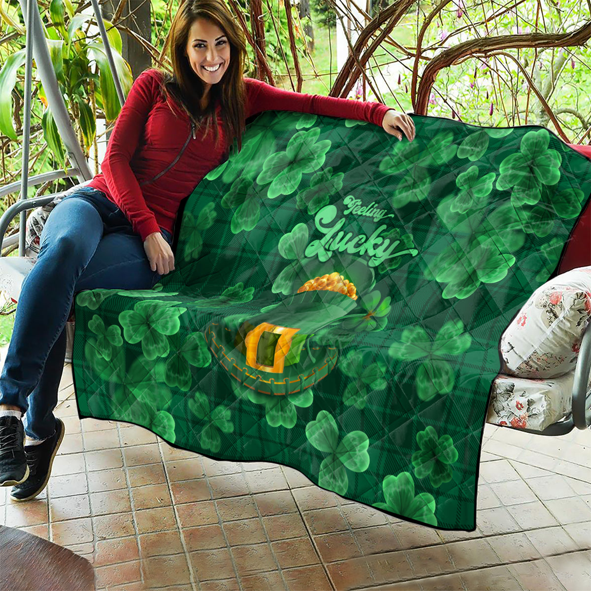 Happy St Patricks Day We Wear Green Suit Quilt - Wonder Print Shop