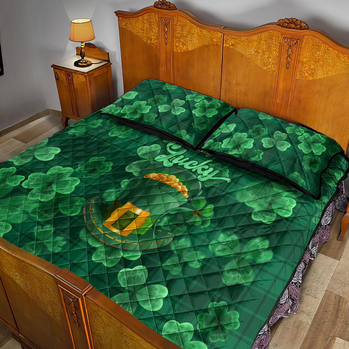 Happy St Patricks Day We Wear Green Suit Quilt Bed Set - Wonder Print Shop