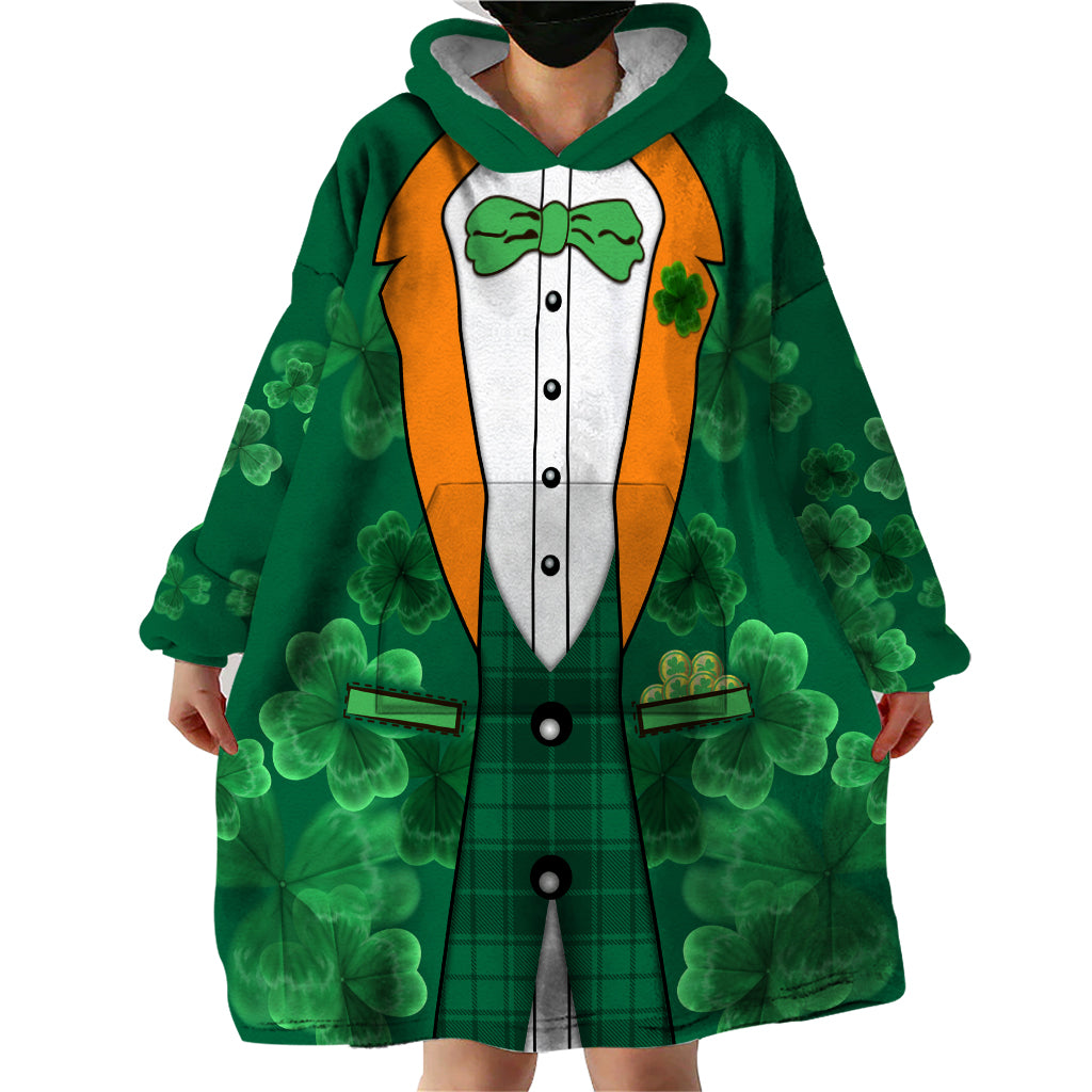 Happy St Patricks Day We Wear Green Suit Wearable Blanket Hoodie - Wonder Print Shop