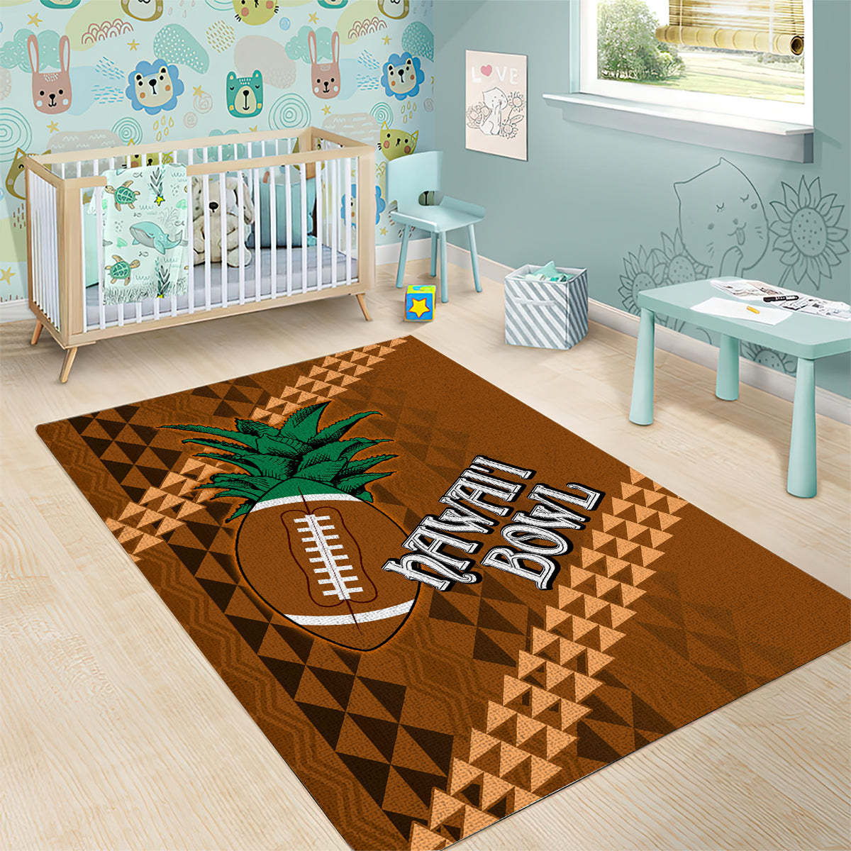 Custom Hawaii Honolulu Bowl Area Rug With Kakau Tribal Pattern LT9 - Wonder Print Shop