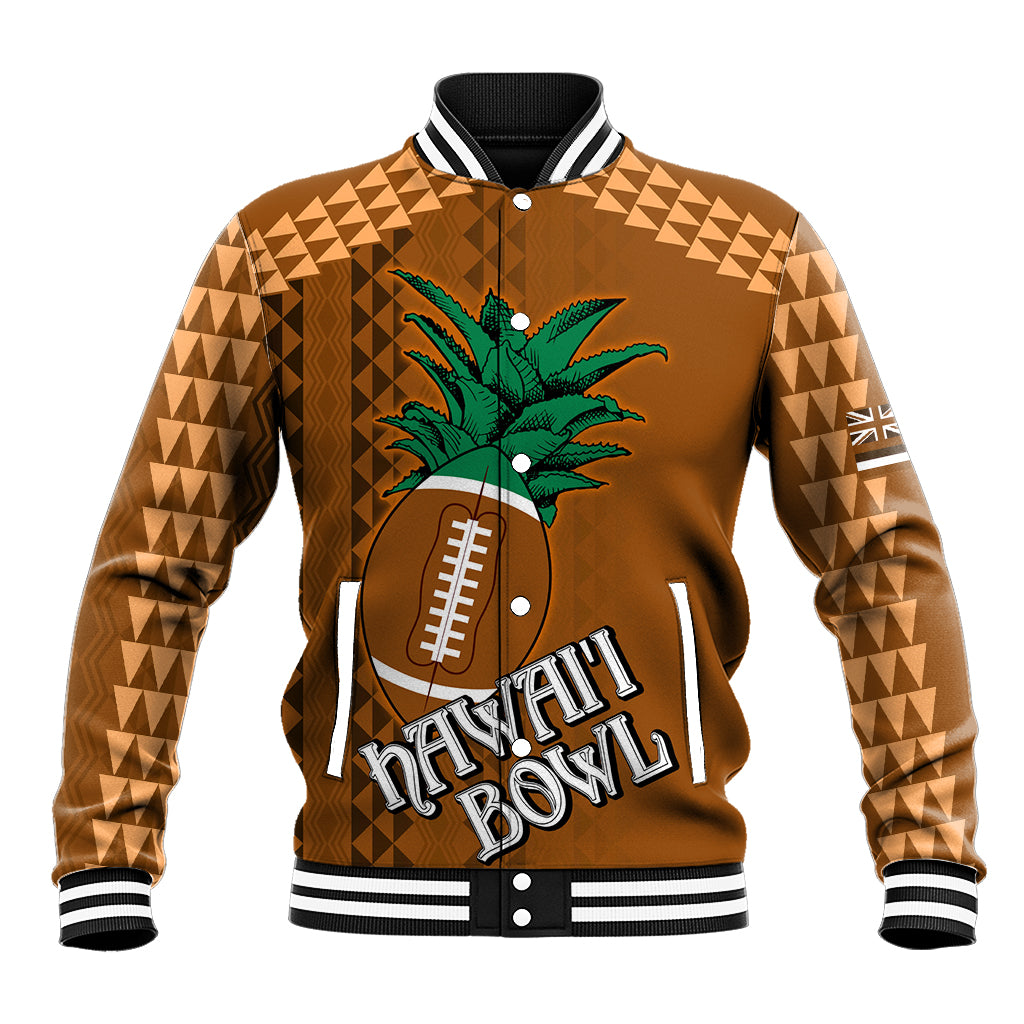 Custom Hawaii Honolulu Bowl Baseball Jacket With Kakau Tribal Pattern LT9 - Wonder Print Shop