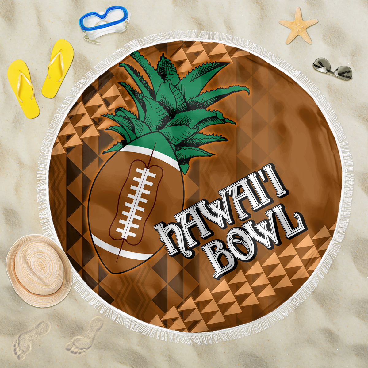 Custom Hawaii Honolulu Bowl Beach Blanket With Kakau Tribal Pattern LT9 - Wonder Print Shop