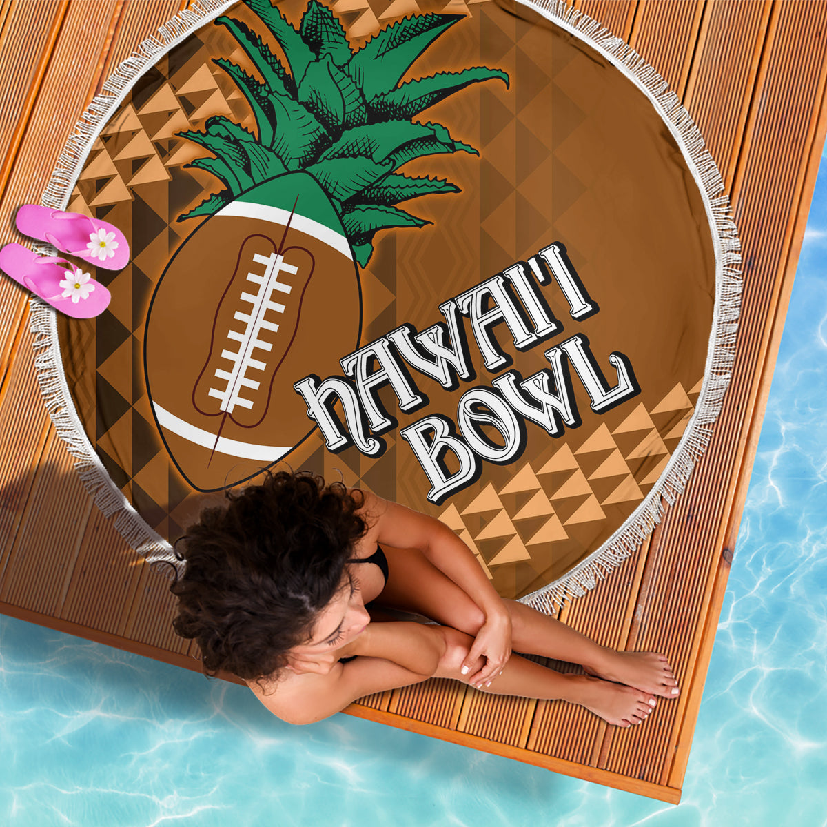 Custom Hawaii Honolulu Bowl Beach Blanket With Kakau Tribal Pattern LT9 - Wonder Print Shop