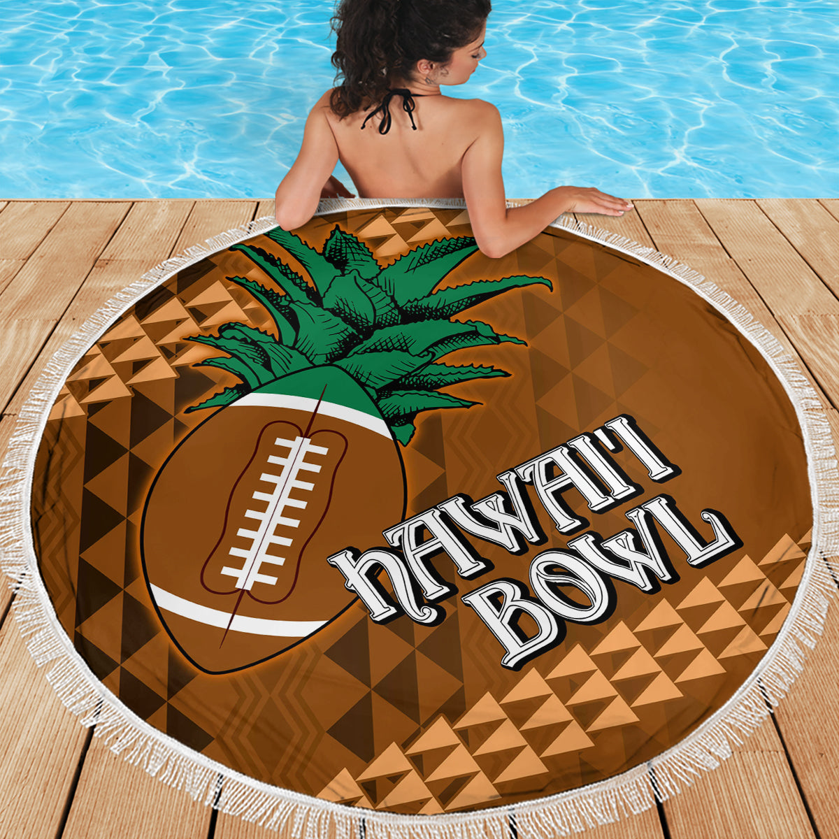 Custom Hawaii Honolulu Bowl Beach Blanket With Kakau Tribal Pattern LT9 - Wonder Print Shop