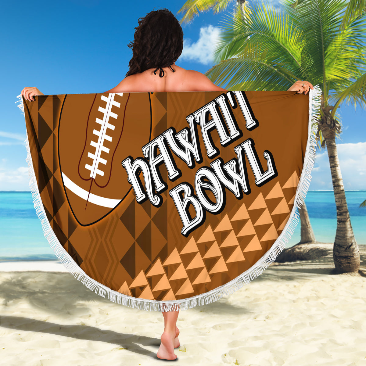 Custom Hawaii Honolulu Bowl Beach Blanket With Kakau Tribal Pattern LT9 - Wonder Print Shop