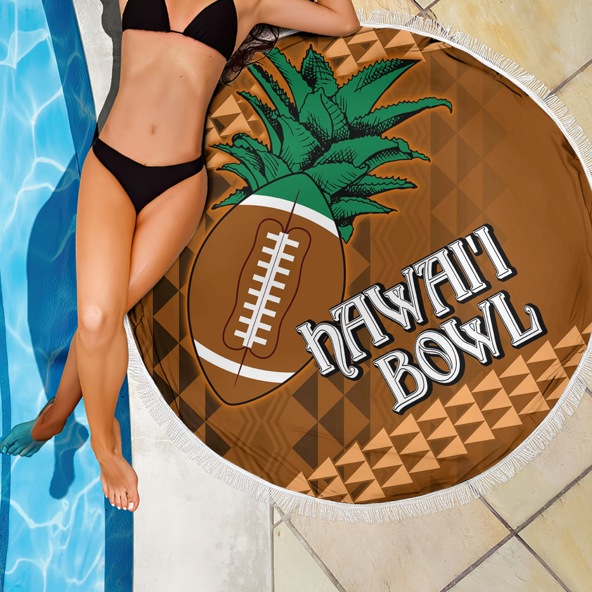 Custom Hawaii Honolulu Bowl Beach Blanket With Kakau Tribal Pattern LT9 - Wonder Print Shop