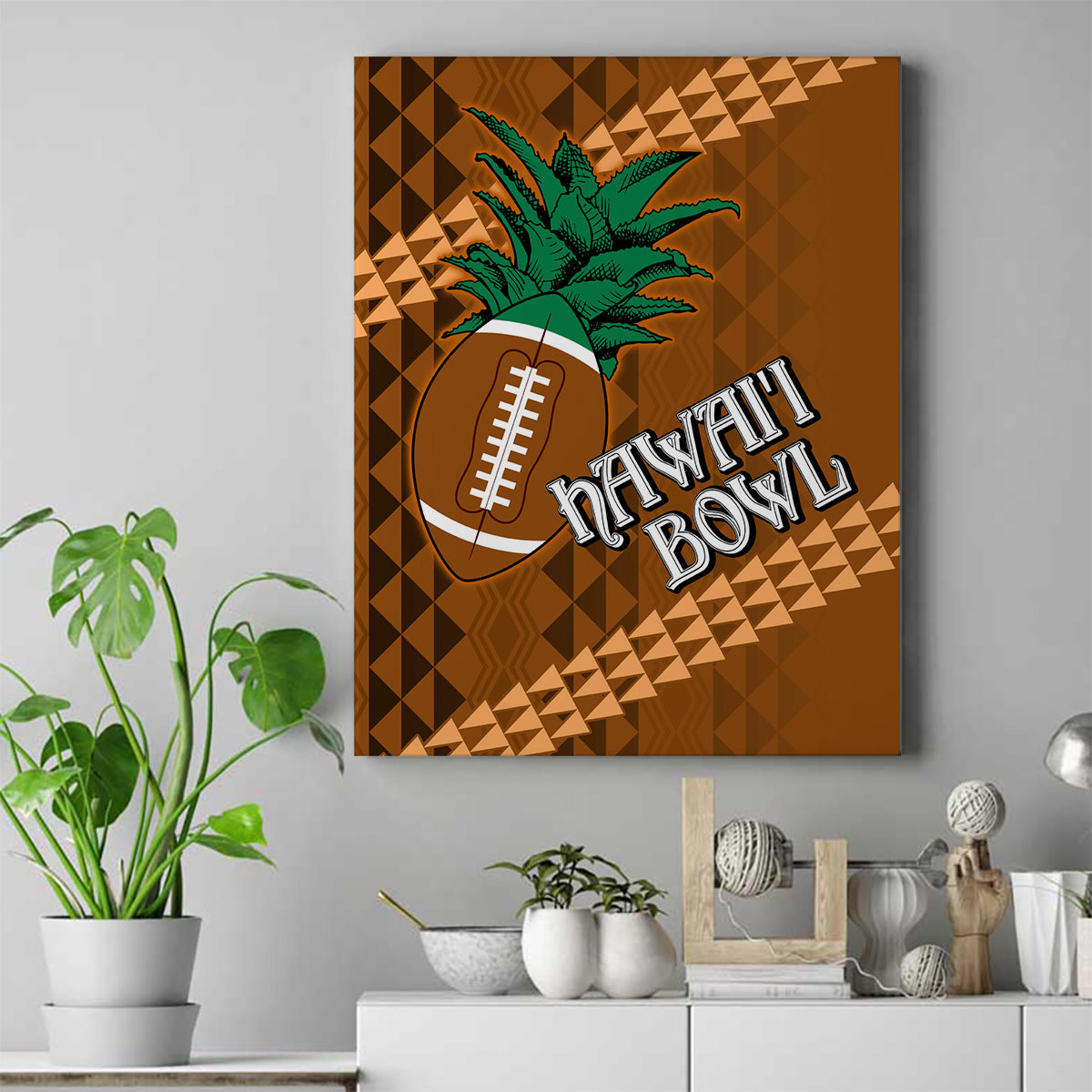 Custom Hawaii Honolulu Bowl Canvas Wall Art With Kakau Tribal Pattern LT9 - Wonder Print Shop