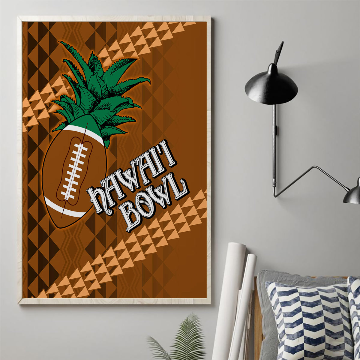 Custom Hawaii Honolulu Bowl Canvas Wall Art With Kakau Tribal Pattern LT9 - Wonder Print Shop