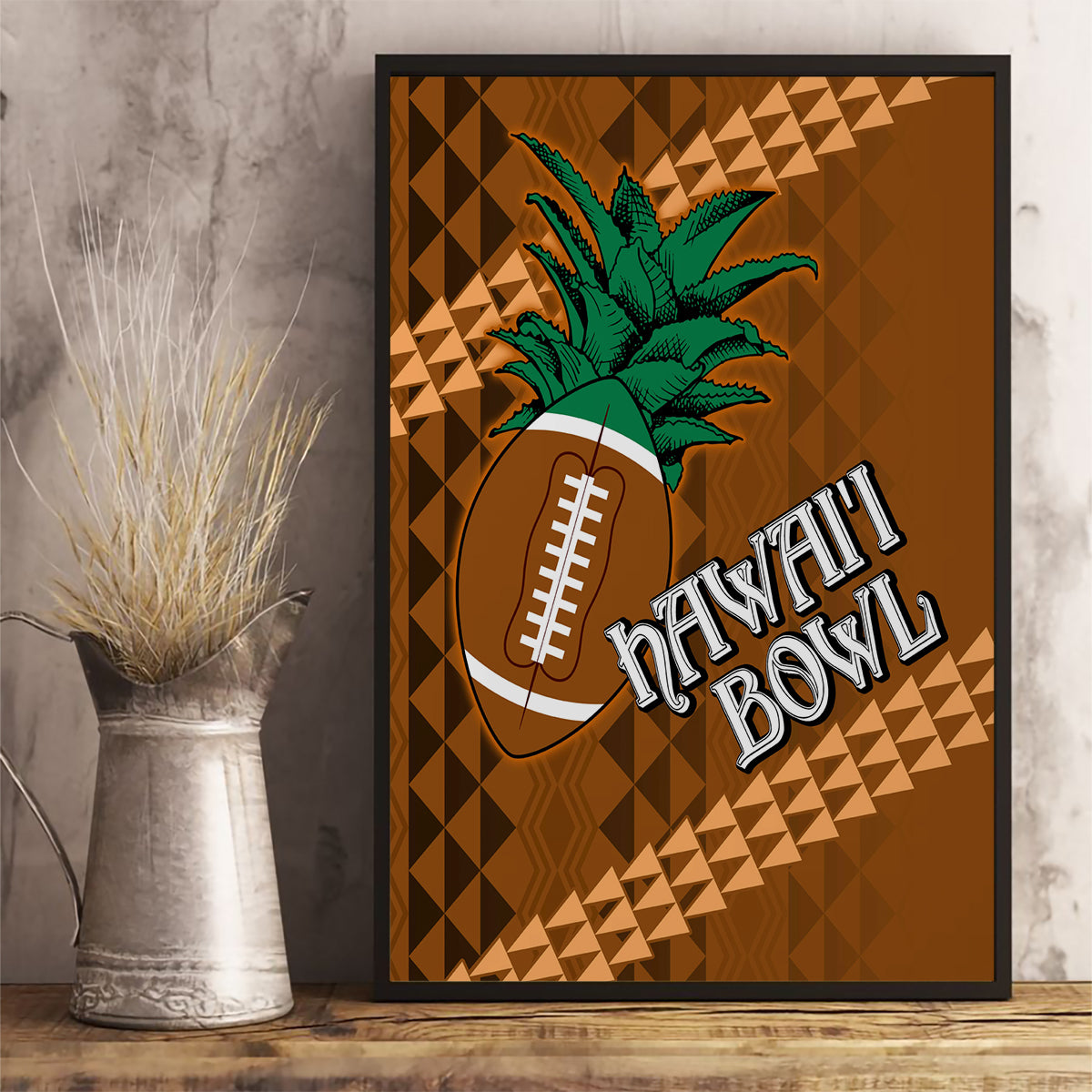 Custom Hawaii Honolulu Bowl Canvas Wall Art With Kakau Tribal Pattern LT9 - Wonder Print Shop