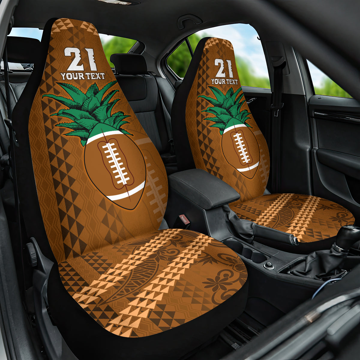 Custom Hawaii Honolulu Bowl Car Seat Cover With Kakau Tribal Pattern LT9 - Wonder Print Shop