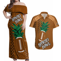 Custom Hawaii Honolulu Bowl Couples Matching Off Shoulder Maxi Dress and Hawaiian Shirt With Kakau Tribal Pattern LT9 - Wonder Print Shop