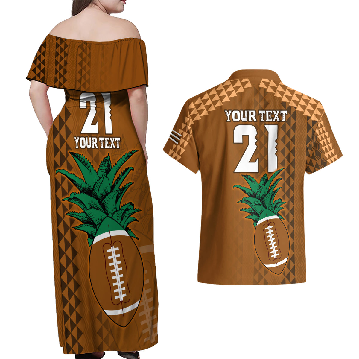 Custom Hawaii Honolulu Bowl Couples Matching Off Shoulder Maxi Dress and Hawaiian Shirt With Kakau Tribal Pattern LT9 - Wonder Print Shop