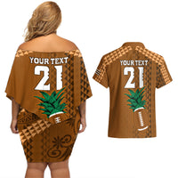 Custom Hawaii Honolulu Bowl Couples Matching Off Shoulder Short Dress and Hawaiian Shirt With Kakau Tribal Pattern LT9 - Wonder Print Shop