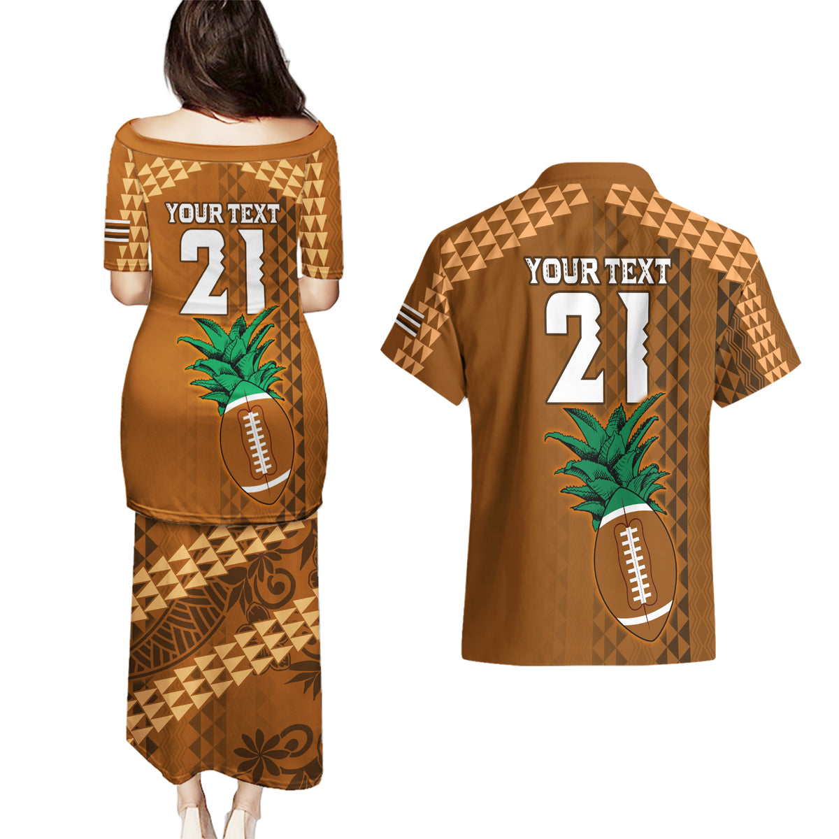 Custom Hawaii Honolulu Bowl Couples Matching Puletasi Dress and Hawaiian Shirt With Kakau Tribal Pattern LT9 - Wonder Print Shop