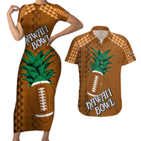Custom Hawaii Honolulu Bowl Couples Matching Short Sleeve Bodycon Dress and Hawaiian Shirt With Kakau Tribal Pattern LT9 - Wonder Print Shop