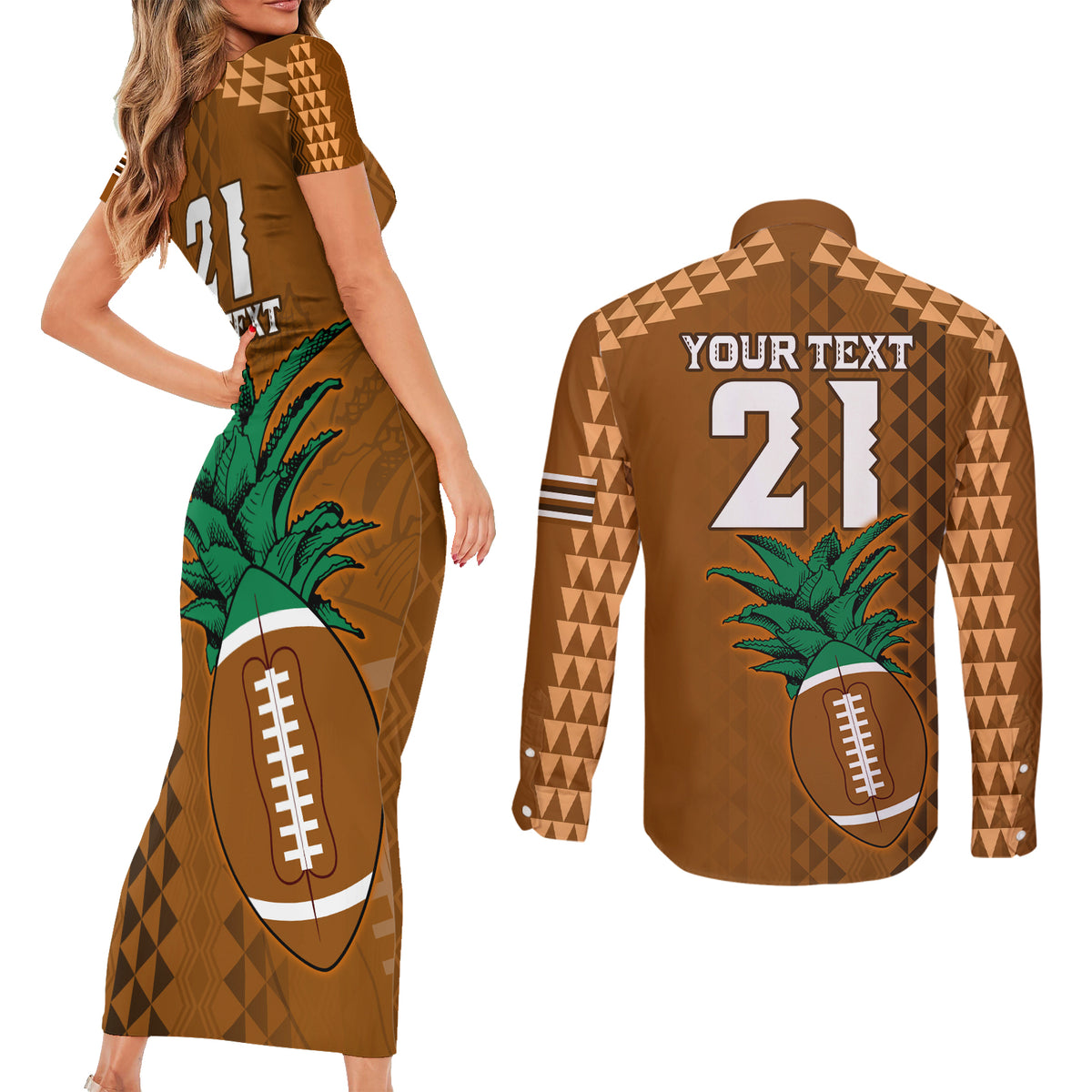 Custom Hawaii Honolulu Bowl Couples Matching Short Sleeve Bodycon Dress and Long Sleeve Button Shirt With Kakau Tribal Pattern LT9 - Wonder Print Shop