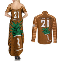 Custom Hawaii Honolulu Bowl Couples Matching Summer Maxi Dress and Long Sleeve Button Shirt With Kakau Tribal Pattern LT9 - Wonder Print Shop