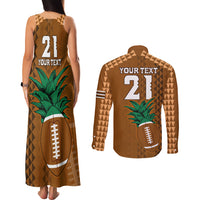 Custom Hawaii Honolulu Bowl Couples Matching Tank Maxi Dress and Long Sleeve Button Shirt With Kakau Tribal Pattern LT9 - Wonder Print Shop