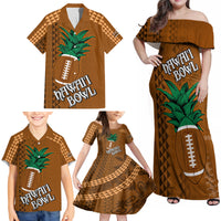 Custom Hawaii Honolulu Bowl Family Matching Off Shoulder Maxi Dress and Hawaiian Shirt With Kakau Tribal Pattern LT9 - Wonder Print Shop