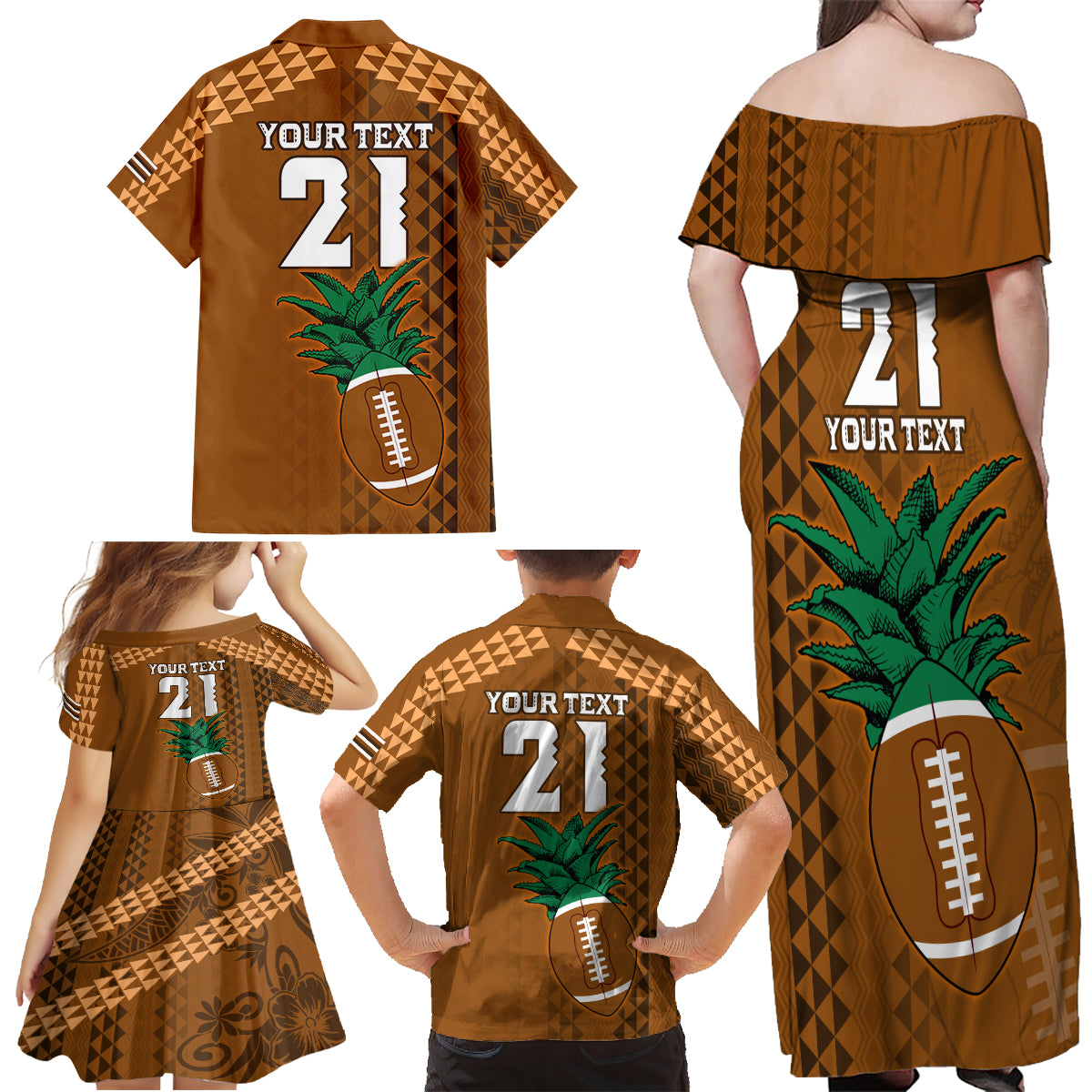 Custom Hawaii Honolulu Bowl Family Matching Off Shoulder Maxi Dress and Hawaiian Shirt With Kakau Tribal Pattern LT9 - Wonder Print Shop