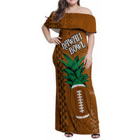 Custom Hawaii Honolulu Bowl Family Matching Off Shoulder Maxi Dress and Hawaiian Shirt With Kakau Tribal Pattern LT9 - Wonder Print Shop