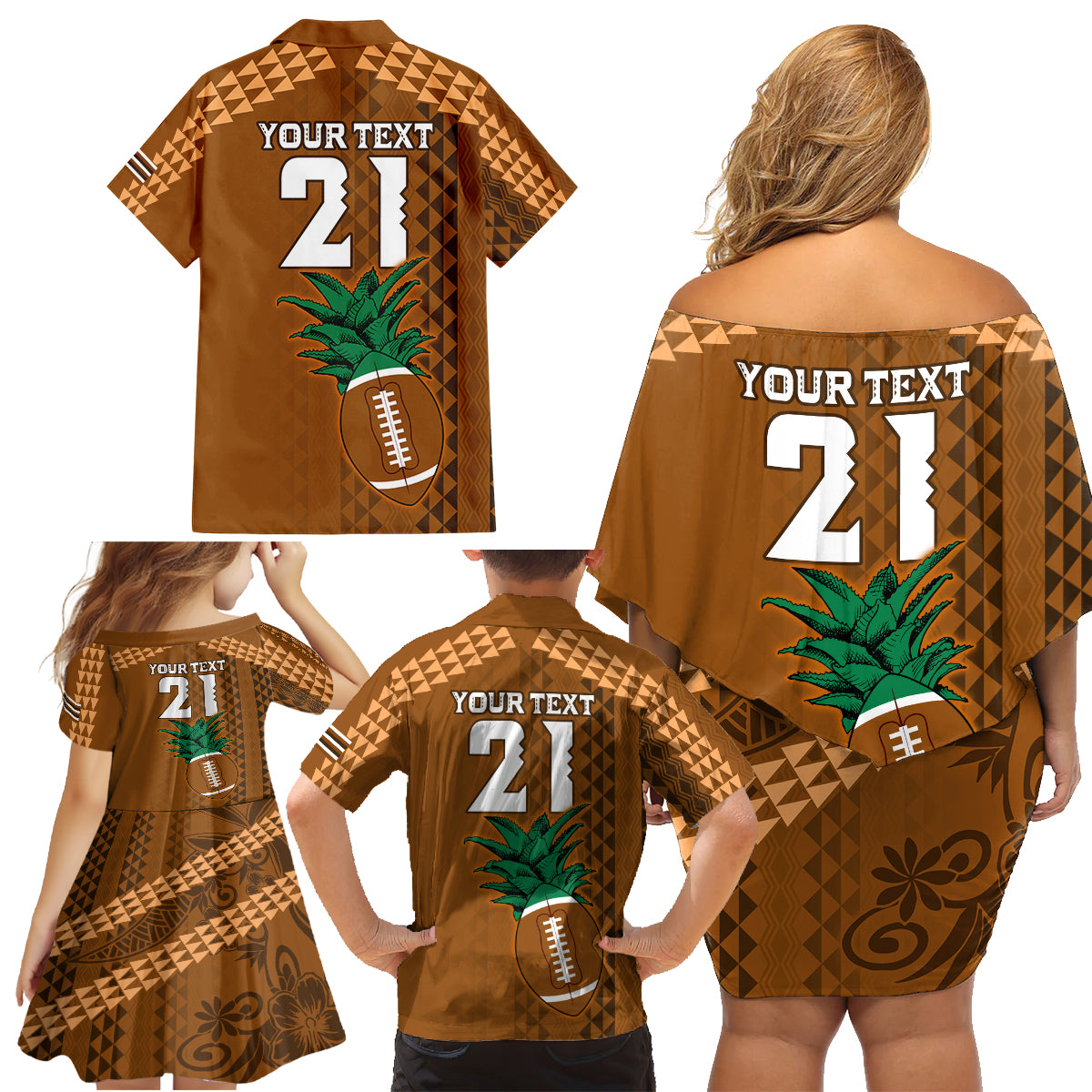 Custom Hawaii Honolulu Bowl Family Matching Off Shoulder Short Dress and Hawaiian Shirt With Kakau Tribal Pattern LT9 - Wonder Print Shop