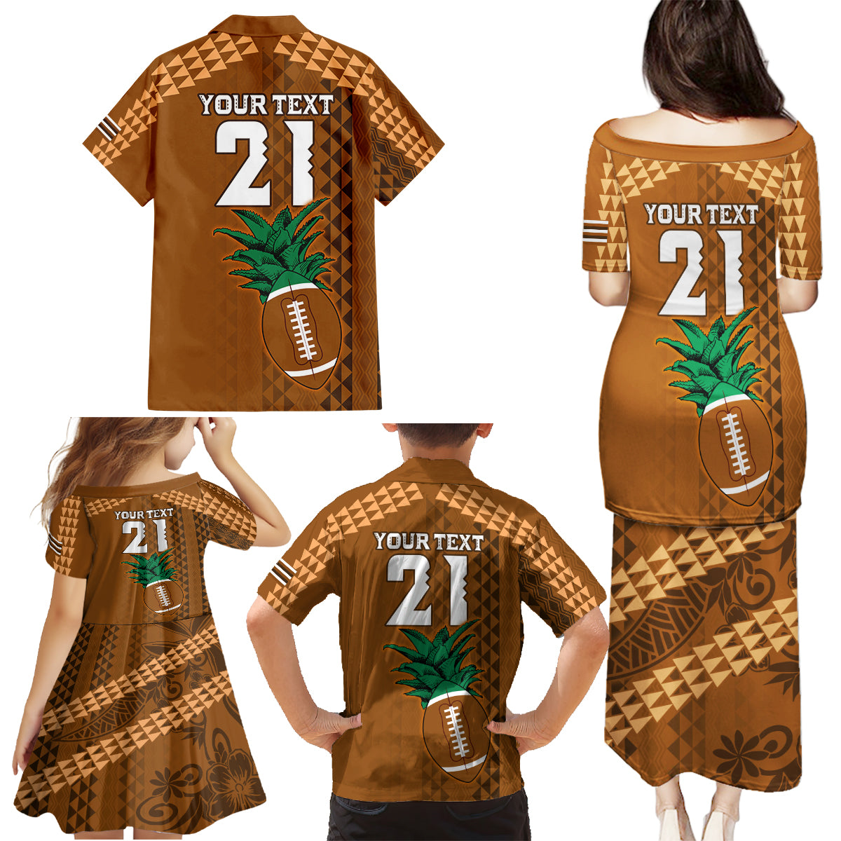 Custom Hawaii Honolulu Bowl Family Matching Puletasi Dress and Hawaiian Shirt With Kakau Tribal Pattern - Wonder Print Shop