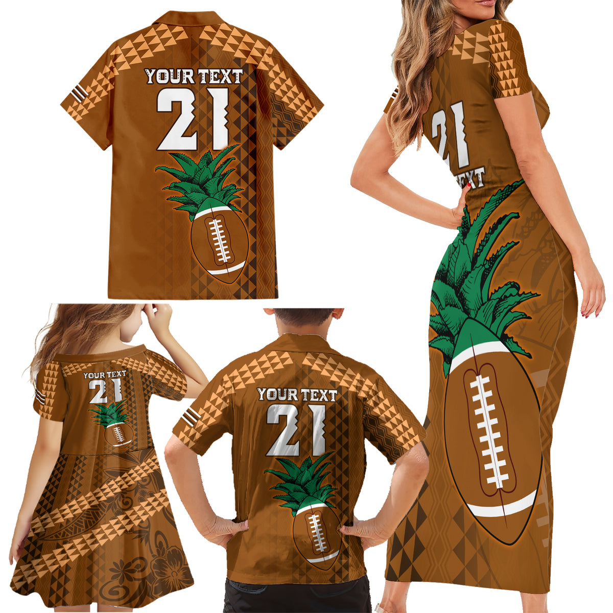 Custom Hawaii Honolulu Bowl Family Matching Short Sleeve Bodycon Dress and Hawaiian Shirt With Kakau Tribal Pattern - Wonder Print Shop