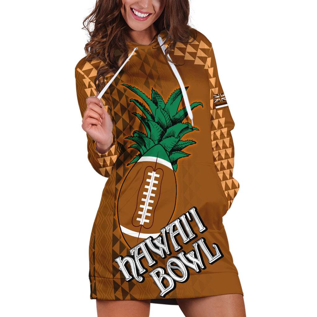 Custom Hawaii Honolulu Bowl Hoodie Dress With Kakau Tribal Pattern - Wonder Print Shop