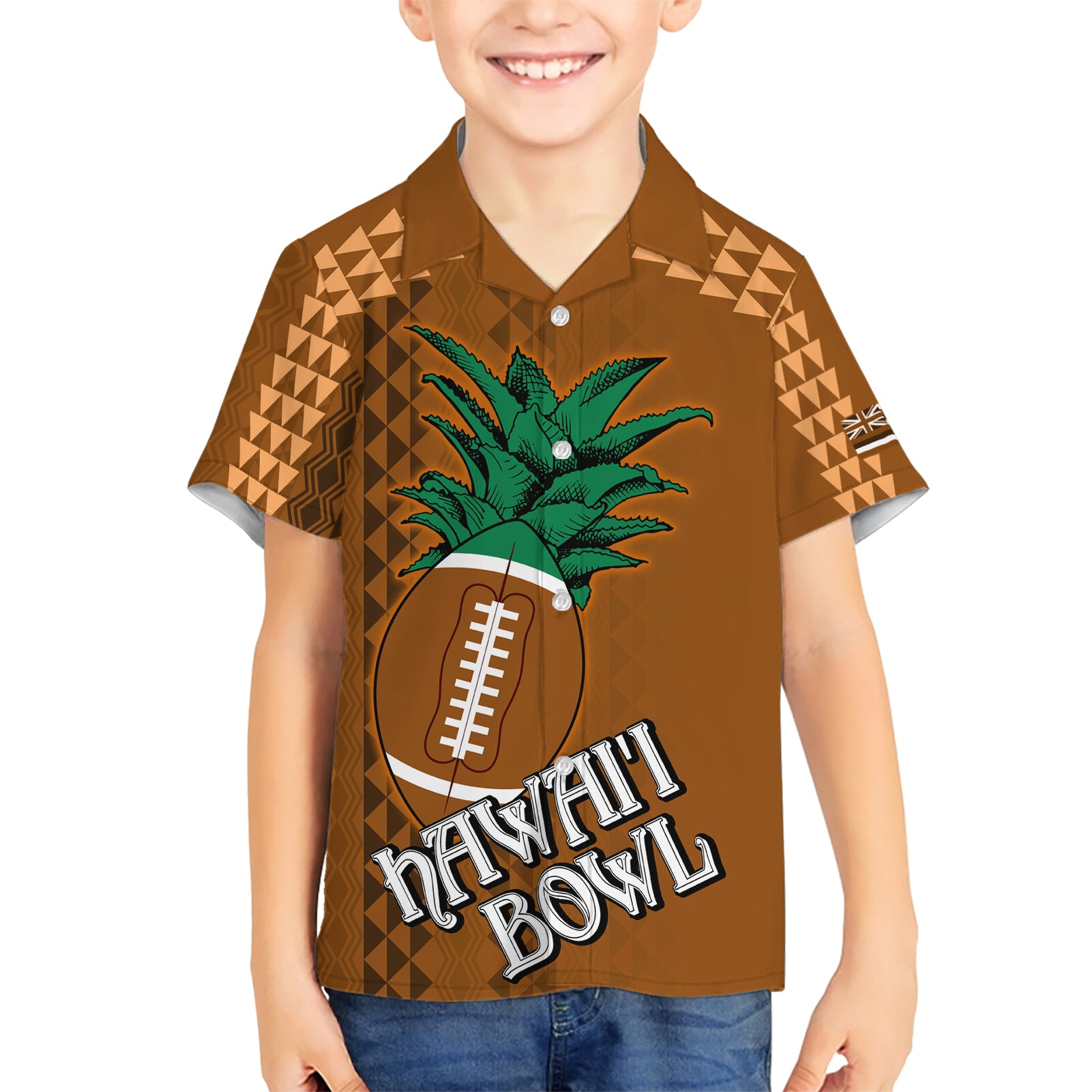 Custom Hawaii Honolulu Bowl Kid Hawaiian Shirt With Kakau Tribal Pattern - Wonder Print Shop