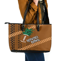 Custom Hawaii Honolulu Bowl Leather Tote Bag With Kakau Tribal Pattern - Wonder Print Shop