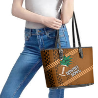 Custom Hawaii Honolulu Bowl Leather Tote Bag With Kakau Tribal Pattern - Wonder Print Shop