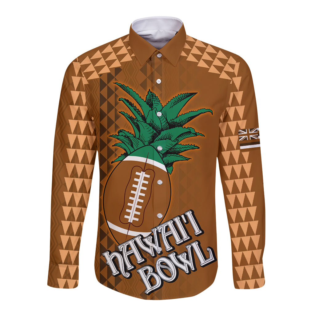 Custom Hawaii Honolulu Bowl Long Sleeve Button Shirt With Kakau Tribal Pattern - Wonder Print Shop