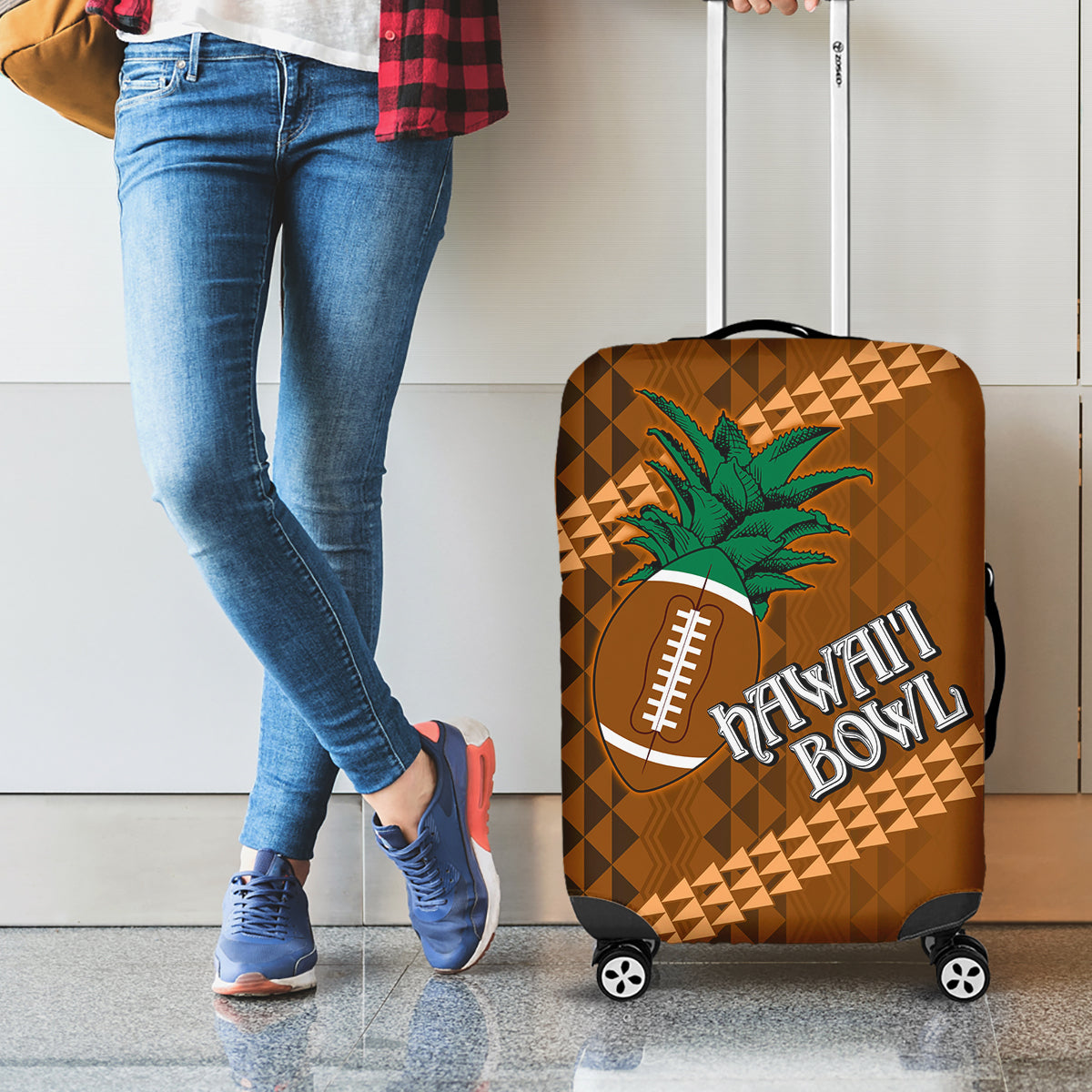 Custom Hawaii Honolulu Bowl Luggage Cover With Kakau Tribal Pattern - Wonder Print Shop