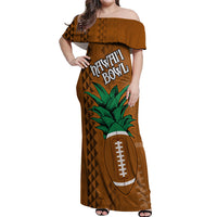 Custom Hawaii Honolulu Bowl Off Shoulder Maxi Dress With Kakau Tribal Pattern - Wonder Print Shop