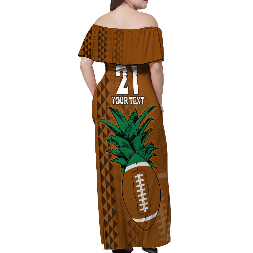 Custom Hawaii Honolulu Bowl Off Shoulder Maxi Dress With Kakau Tribal Pattern - Wonder Print Shop